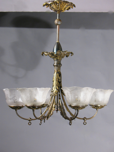 6-Light Cast Bronze Gas Chandelier